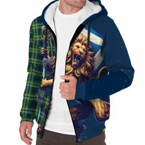 Blackadder Tartan Family Crest Sherpa Hoodie with Scottish Majestic Lion