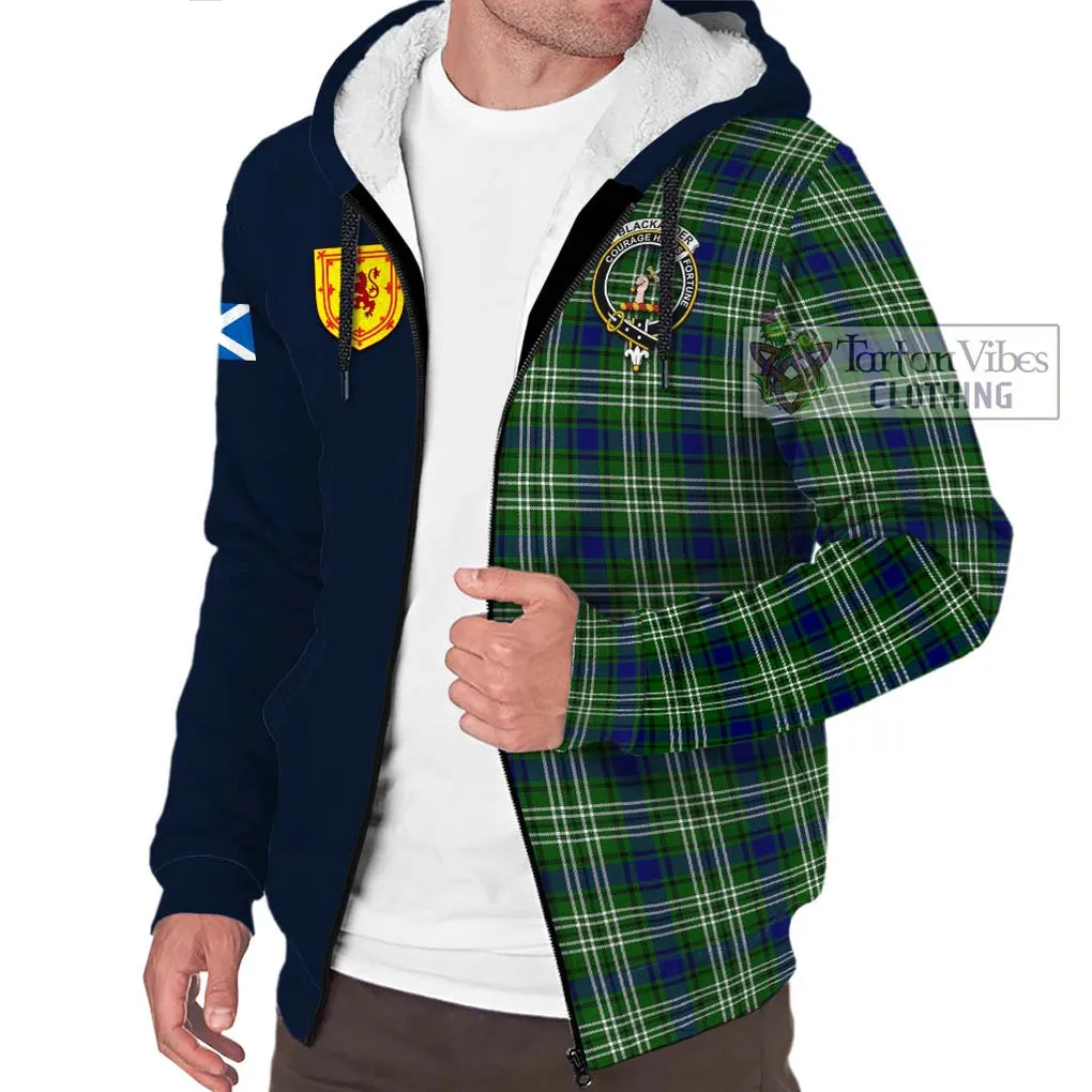 Blackadder Tartan Sherpa Hoodie Alba with Scottish Lion Royal Arm Half Style