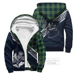 Blackadder Tartan Sherpa Hoodie Featuring Thistle and Scotland Map