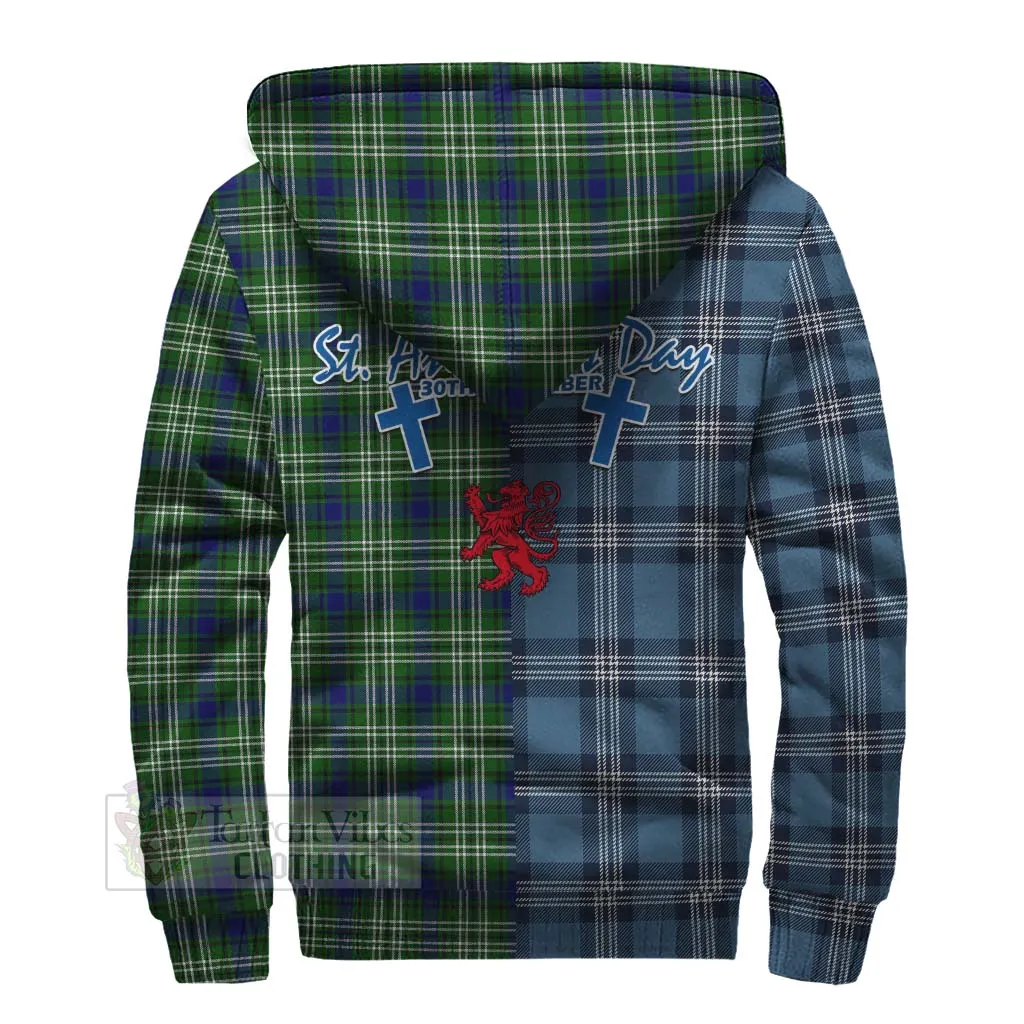 Blackadder Tartan Sherpa Hoodie Happy St. Andrew's Day Half Tartan Style