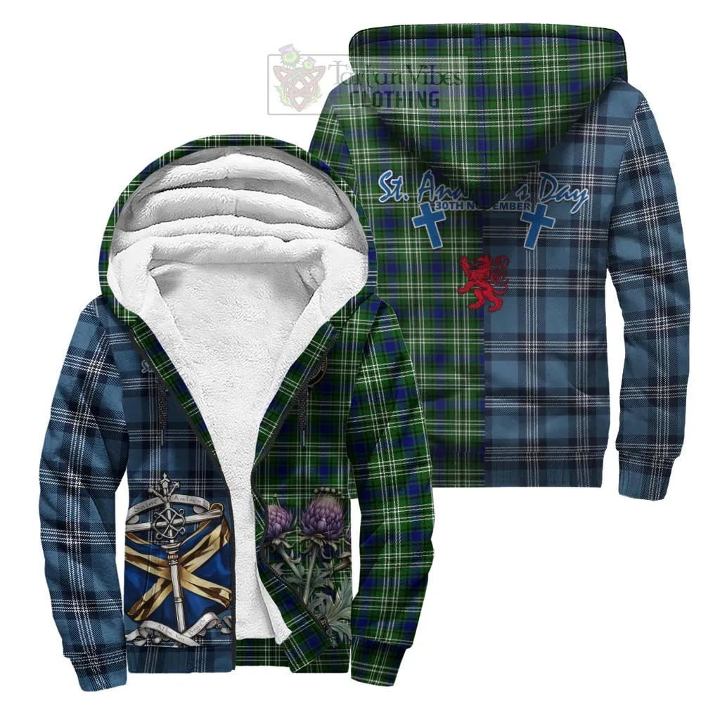 Blackadder Tartan Sherpa Hoodie Happy St. Andrew's Day Half Tartan Style