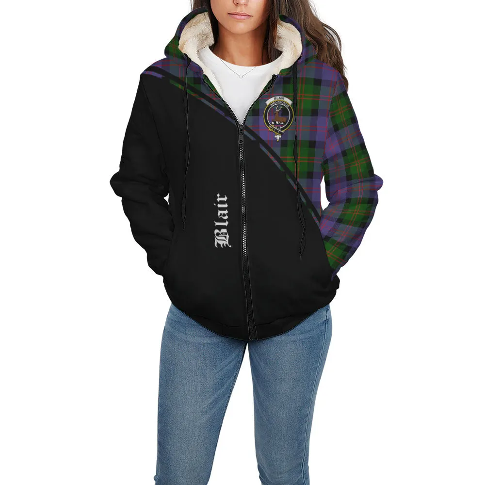 Blair Modern Tartan Sherpa Hoodie with Family Crest Curve Style