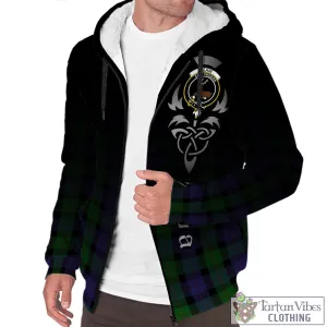 Blair Tartan Sherpa Hoodie Featuring Alba Gu Brath Family Crest Celtic Inspired