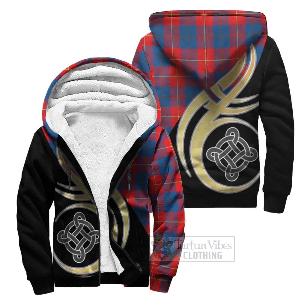 Blane Tartan Sherpa Hoodie with Family Crest and Celtic Symbol Style