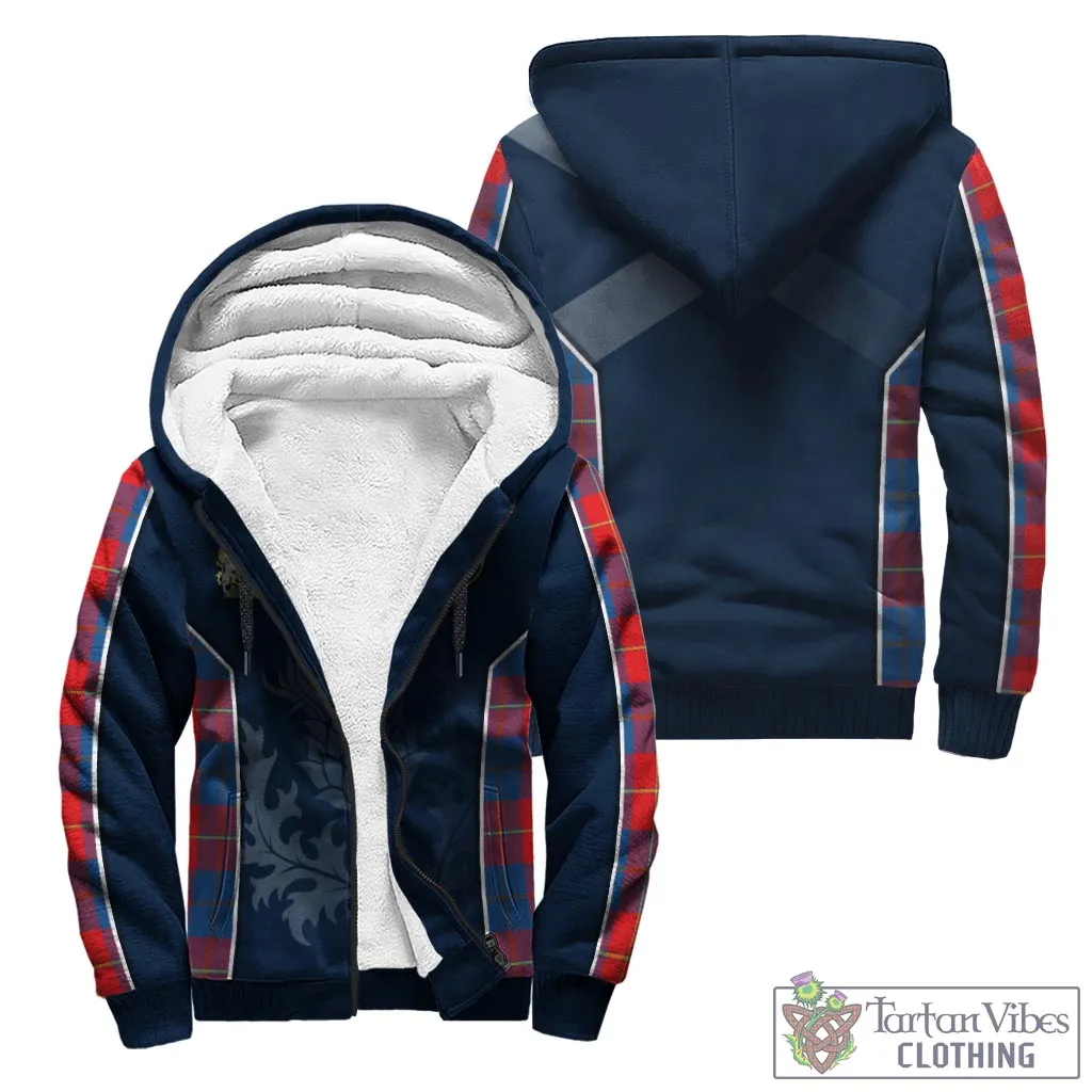 Blane Tartan Sherpa Hoodie with Family Crest and Scottish Thistle Vibes Sport Style