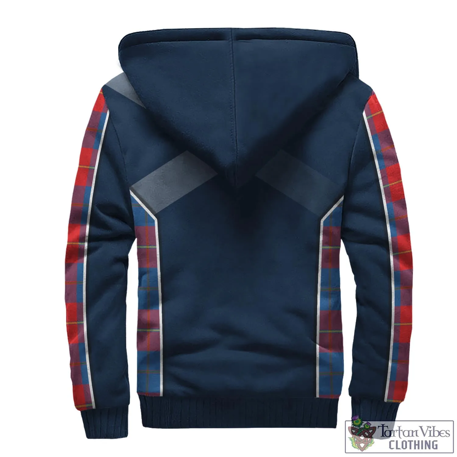 Blane Tartan Sherpa Hoodie with Family Crest and Scottish Thistle Vibes Sport Style