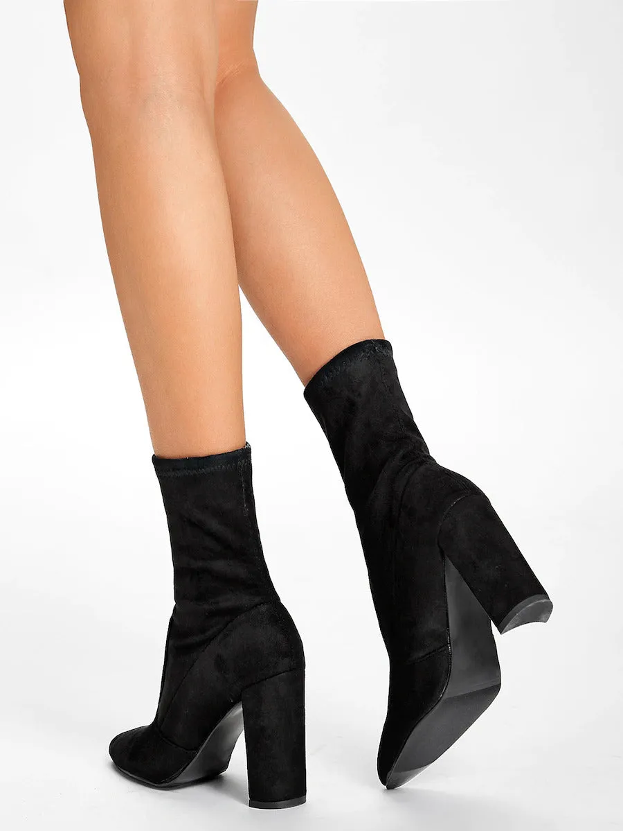 Block Heeled Sock Boot