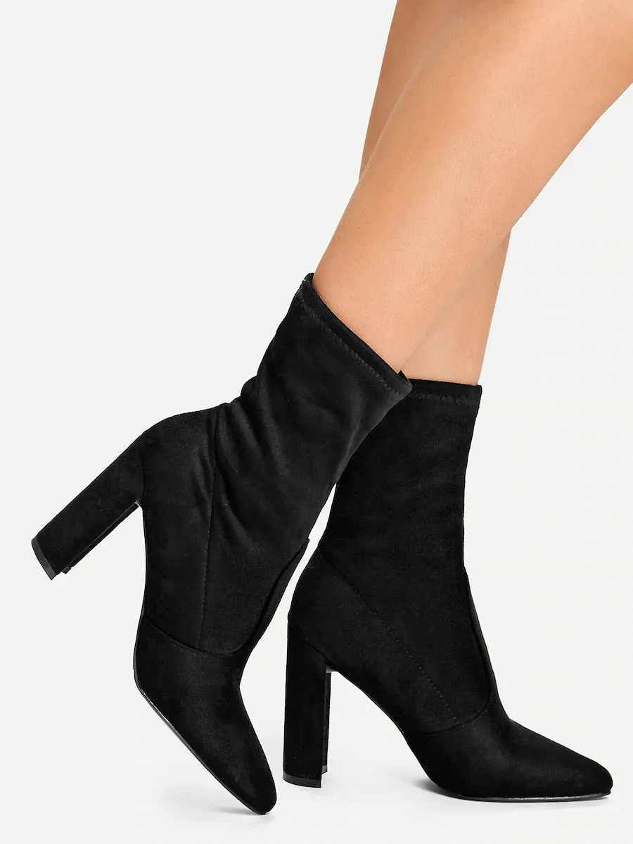 Block Heeled Sock Boot