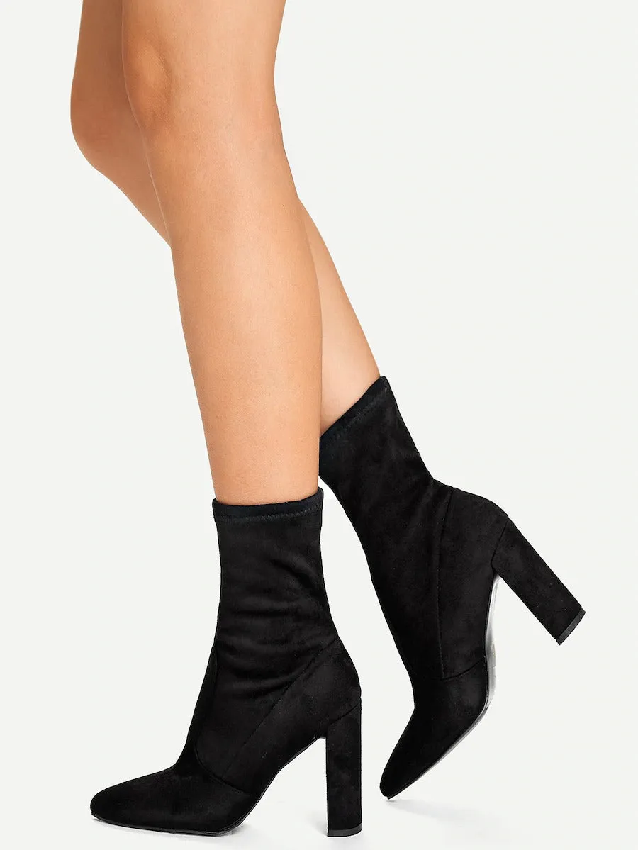 Block Heeled Sock Boot