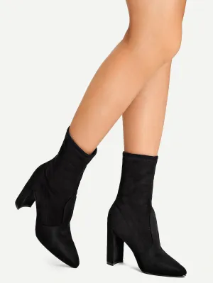 Block Heeled Sock Boot