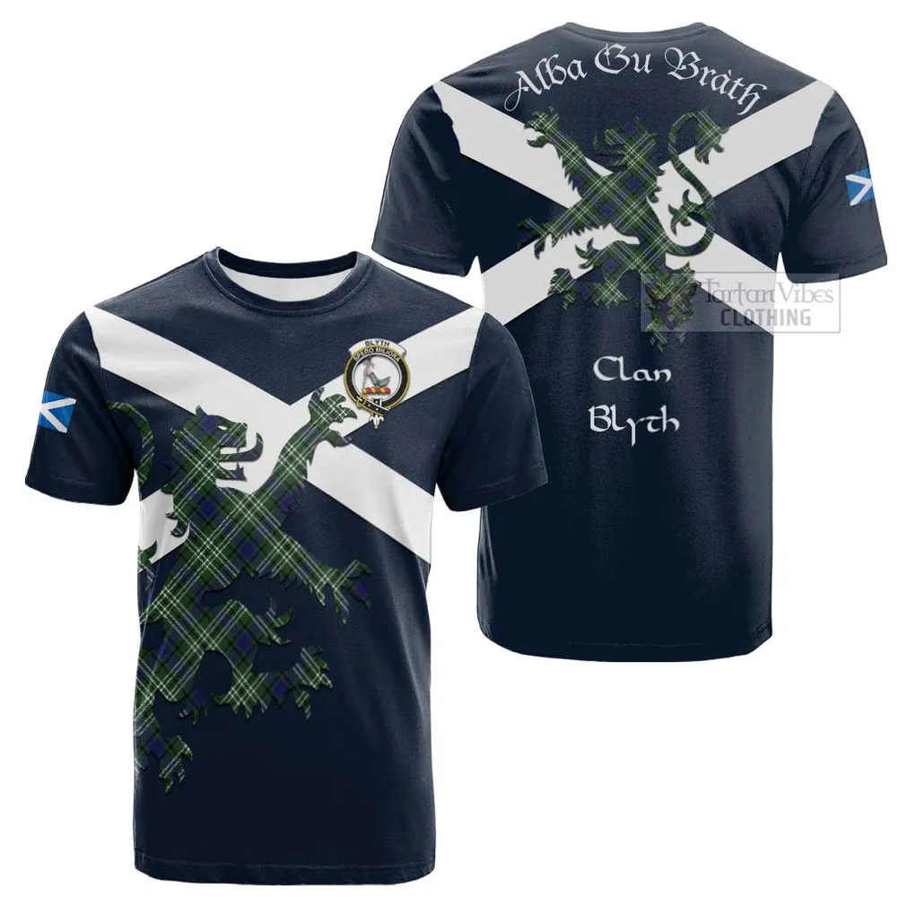 Blyth Tartan Lion Rampant Cotton T-shirt Proudly Display Your Heritage with Alba Gu Brath and Clan Name