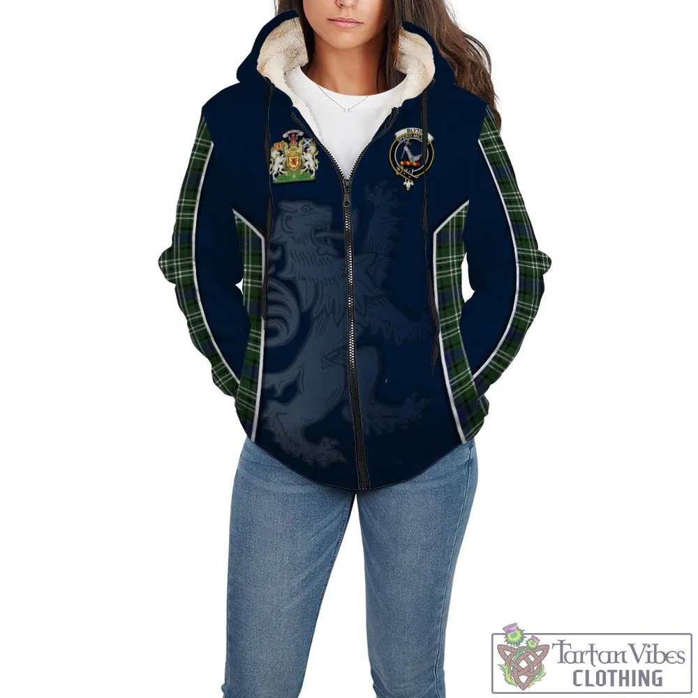 Blyth Tartan Sherpa Hoodie with Family Crest and Lion Rampant Vibes Sport Style