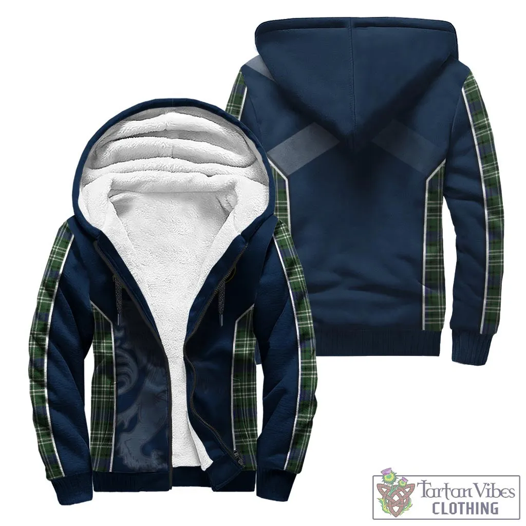 Blyth Tartan Sherpa Hoodie with Family Crest and Lion Rampant Vibes Sport Style