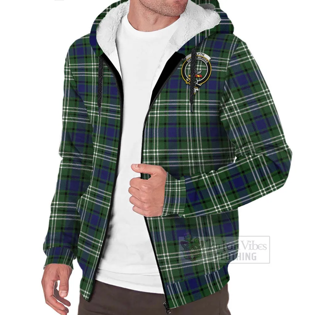 Blyth Tartan Sherpa Hoodie with Family Crest Celtic Skull Style