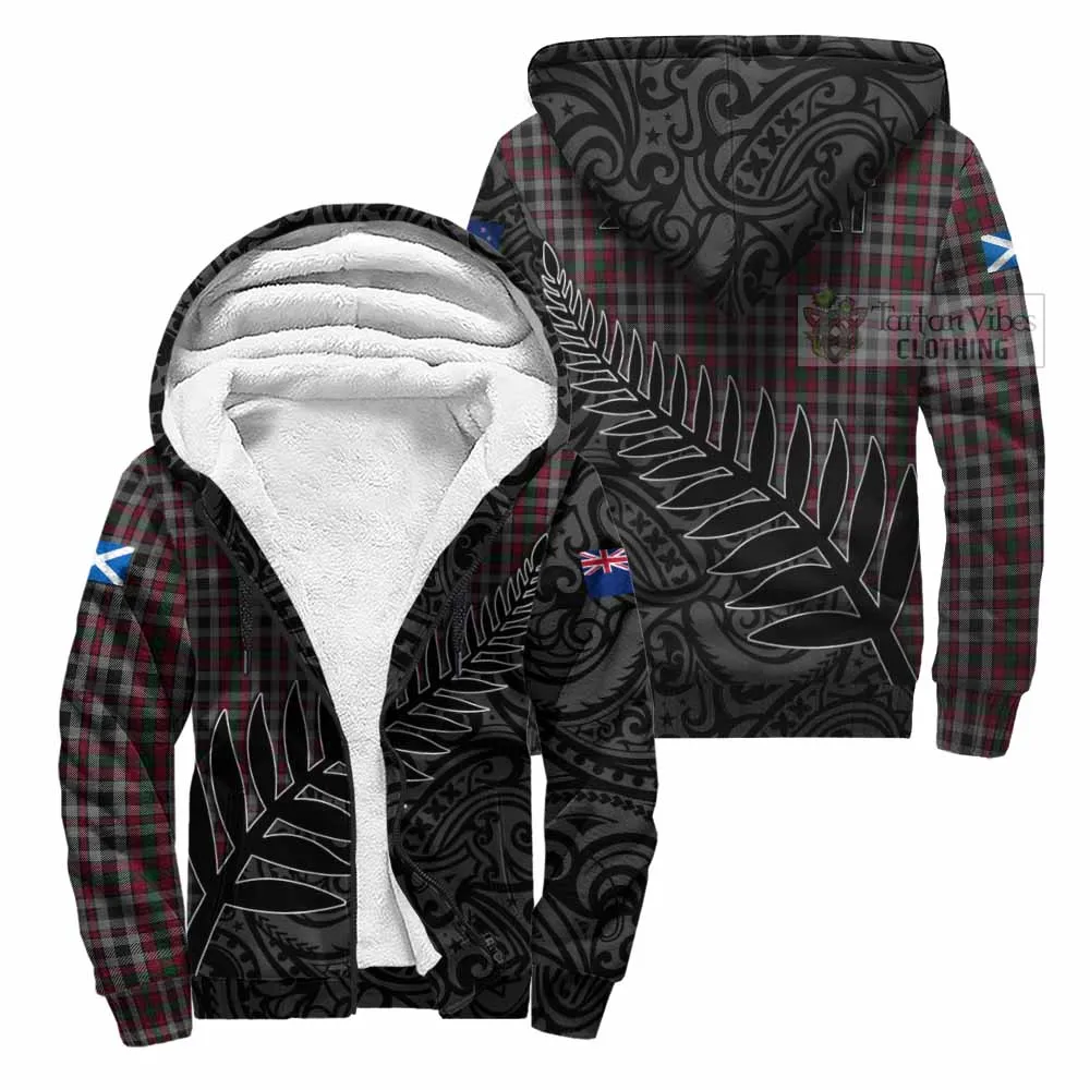 Borthwick Crest Tartan Sherpa Hoodie with New Zealand Silver Fern Half Style