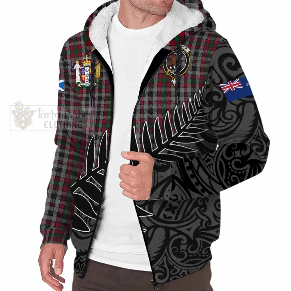 Borthwick Crest Tartan Sherpa Hoodie with New Zealand Silver Fern Half Style