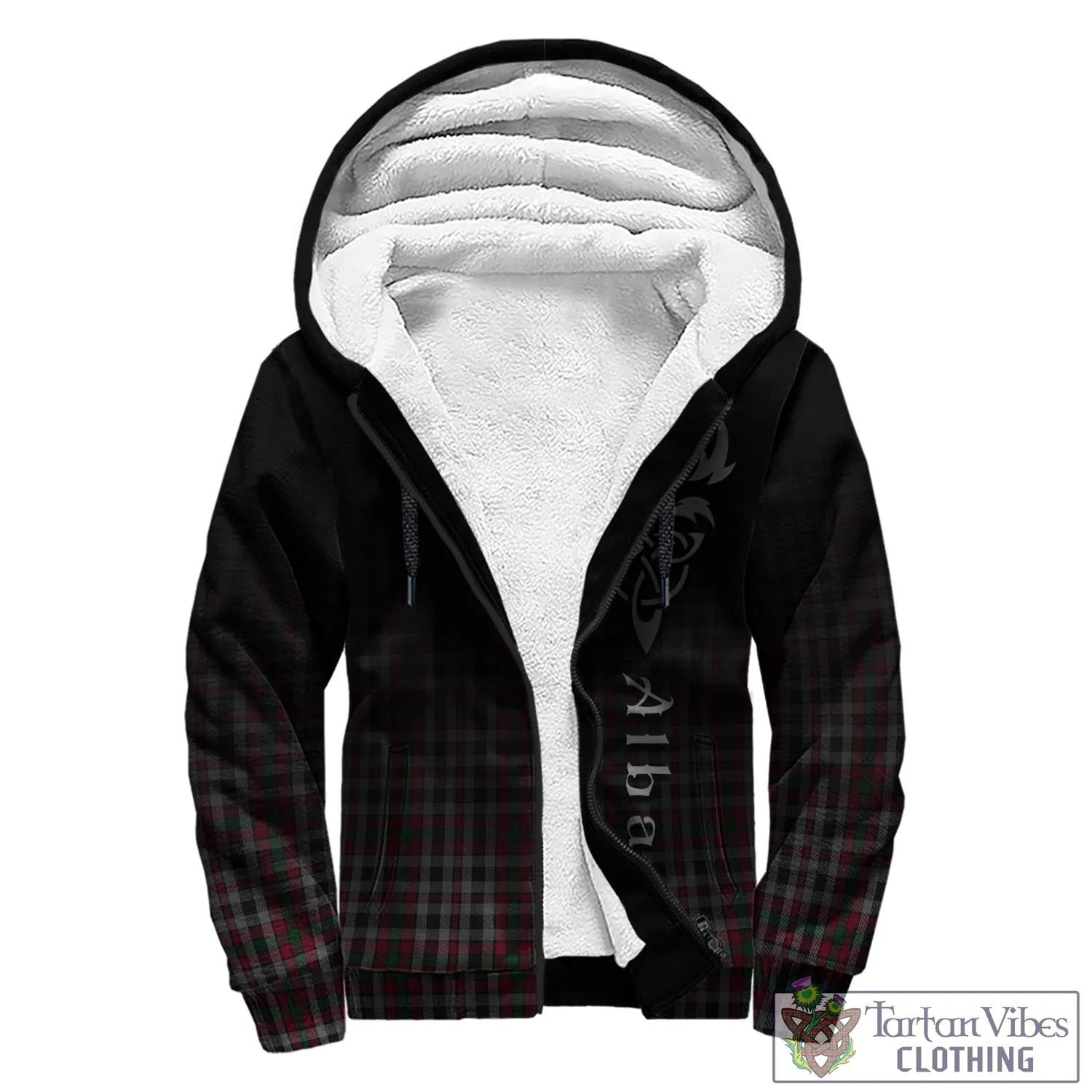 Borthwick Tartan Sherpa Hoodie Featuring Alba Gu Brath Family Crest Celtic Inspired