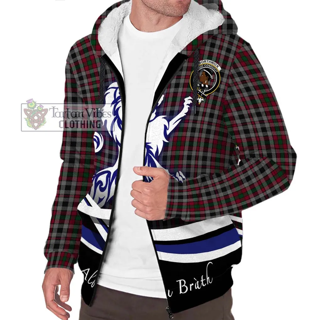 Borthwick Tartan Sherpa Hoodie with Alba Gu Brath Regal Lion Emblem