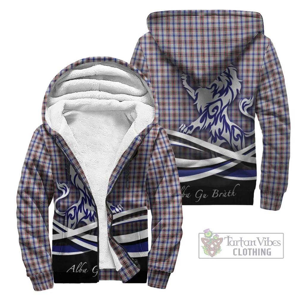 Boswell Tartan Sherpa Hoodie with Alba Gu Brath Regal Lion Emblem