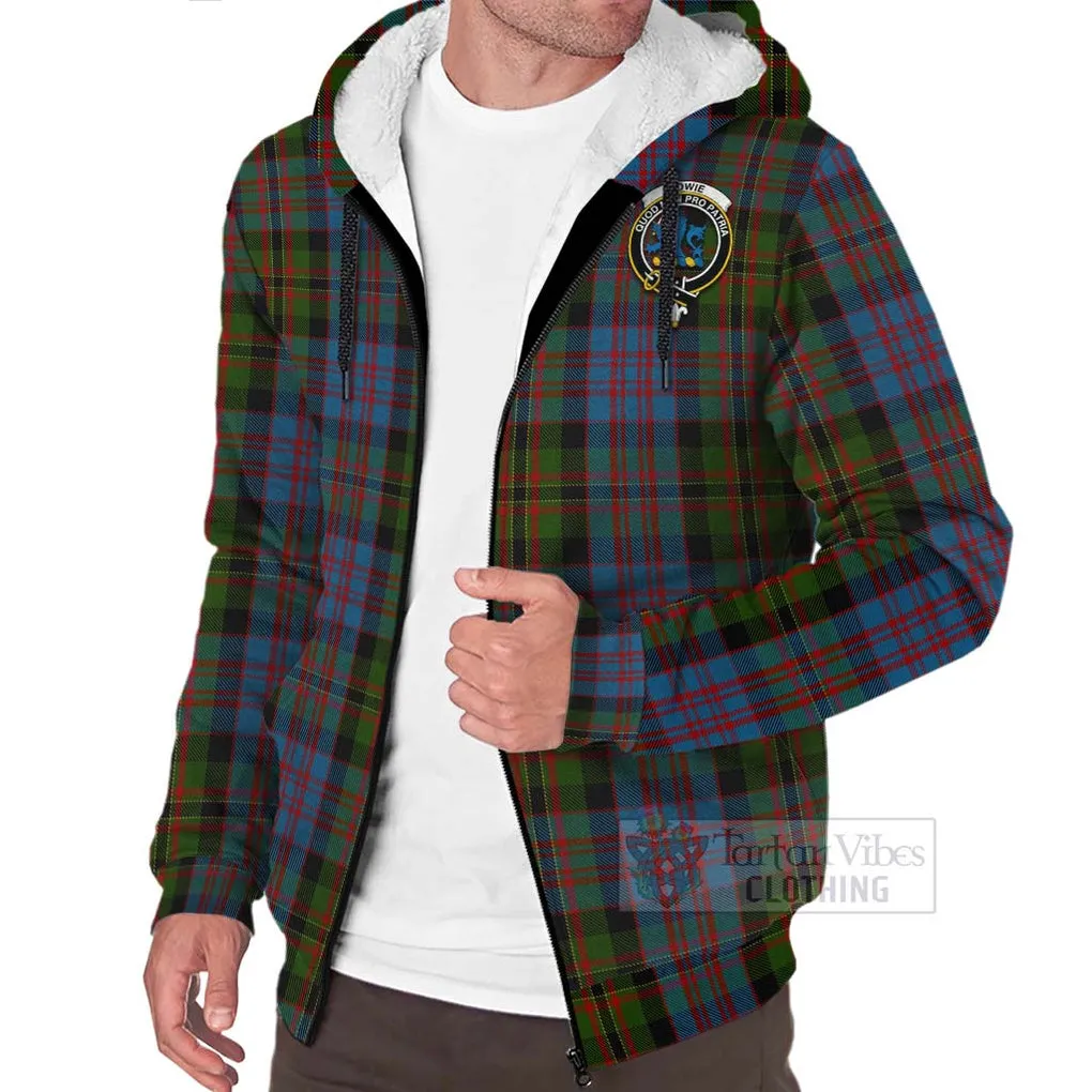 Bowie Tartan Sherpa Hoodie with Family Crest Celtic Skull Style