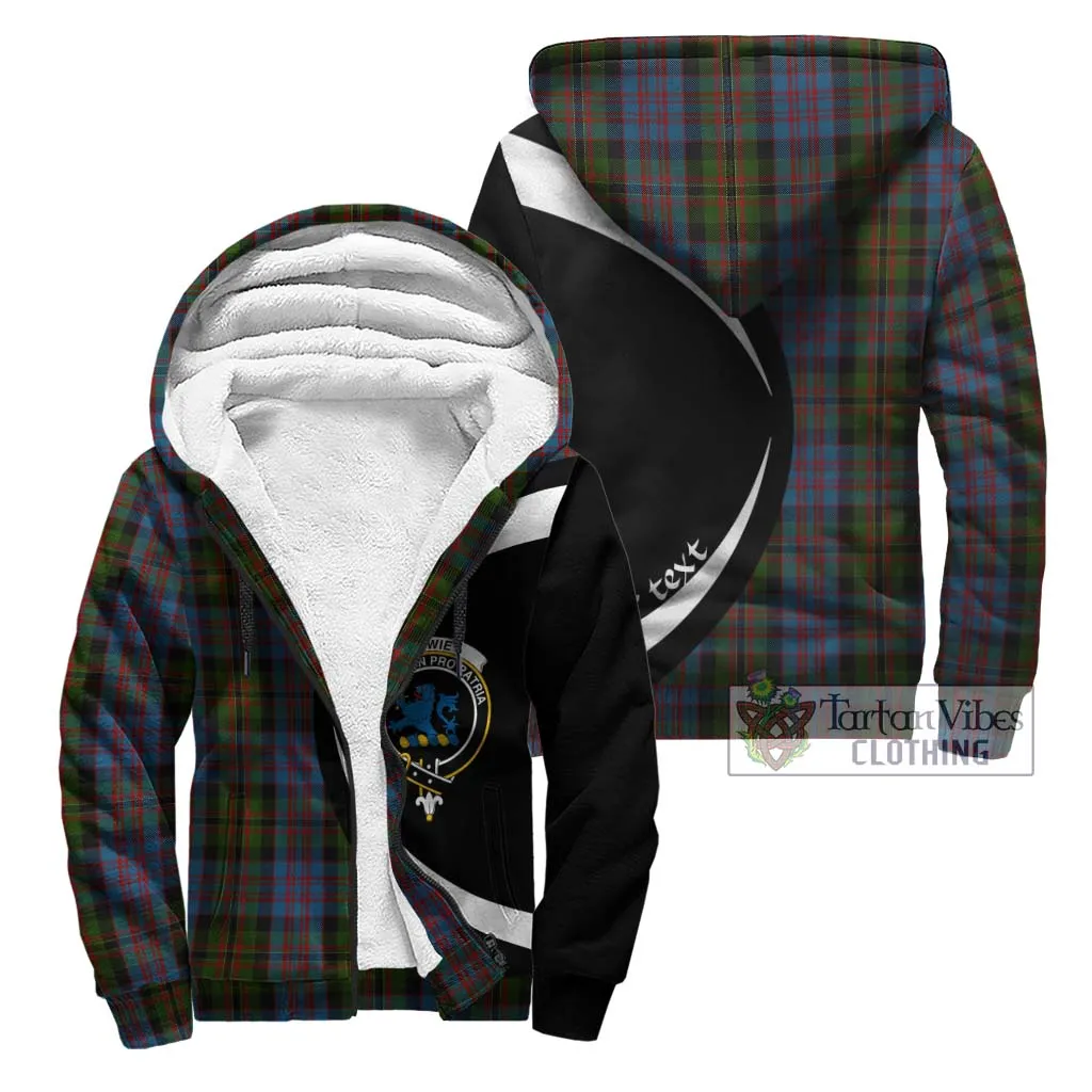 Bowie Tartan Sherpa Hoodie with Family Crest Circle Style