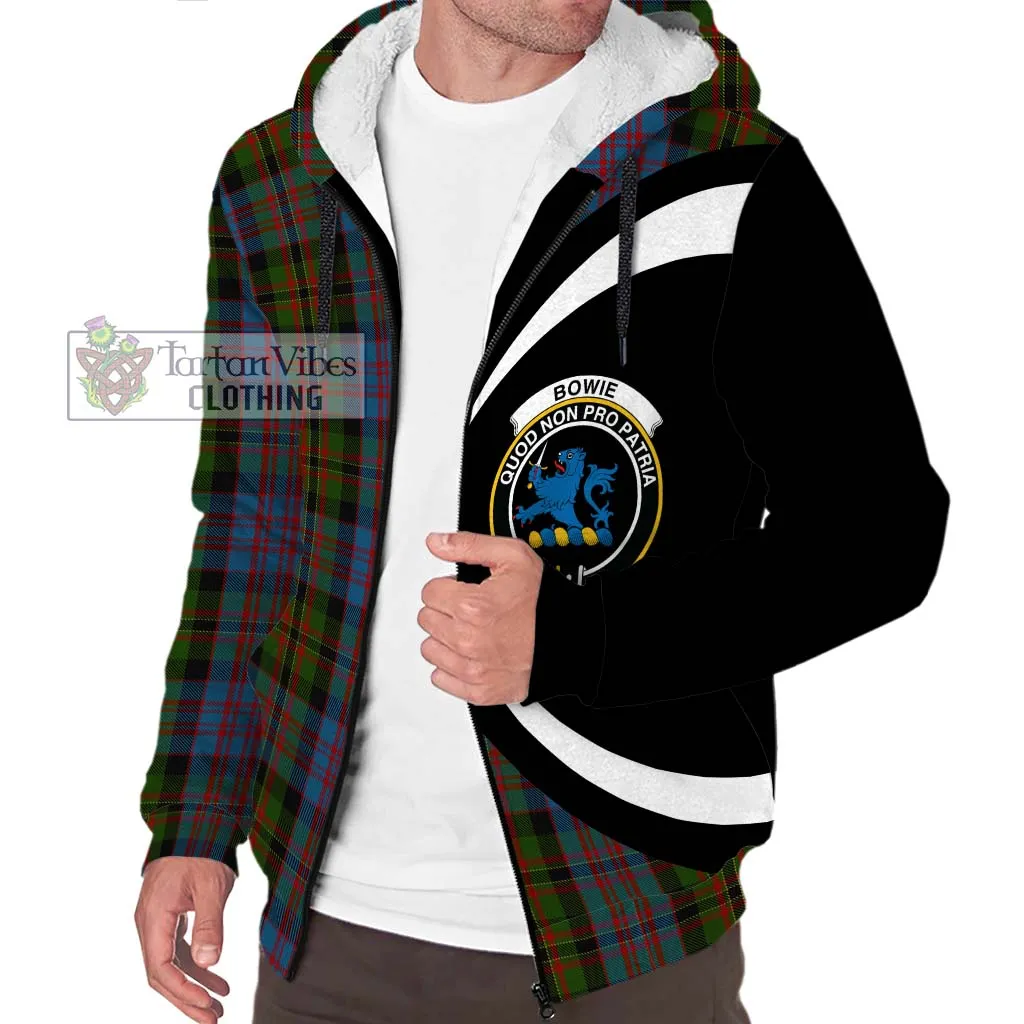 Bowie Tartan Sherpa Hoodie with Family Crest Circle Style