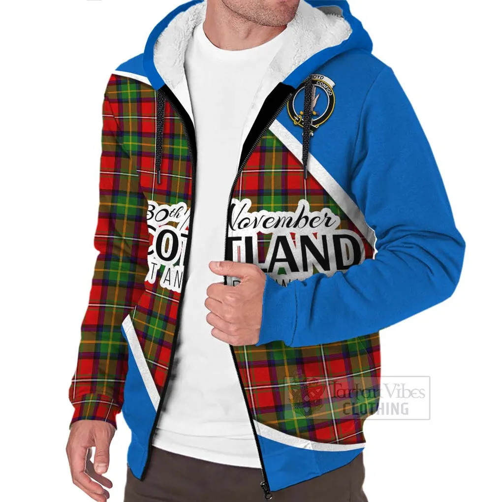 Boyd Family Crest Tartan Sherpa Hoodie Celebrate Saint Andrew's Day in Style