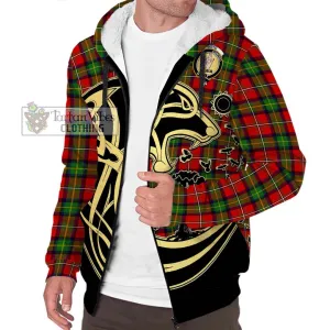 Boyd Tartan Sherpa Hoodie with Family Crest Celtic Wolf Style