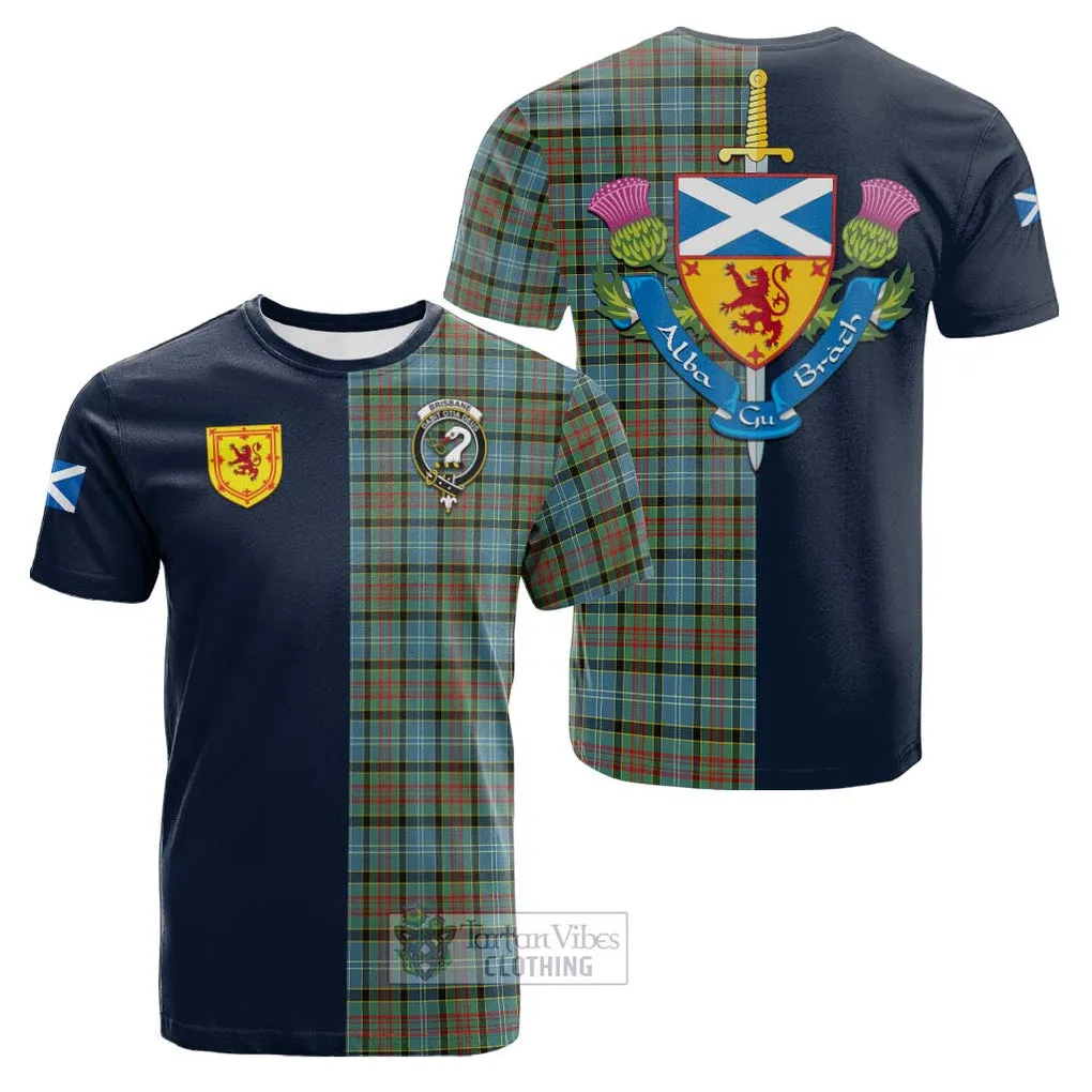 Brisbane Tartan Cotton T-shirt Alba with Scottish Lion Royal Arm Half Style