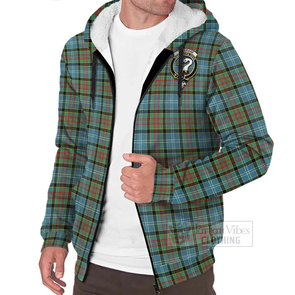 Brisbane Tartan Sherpa Hoodie with Family Crest Celtic Skull Style