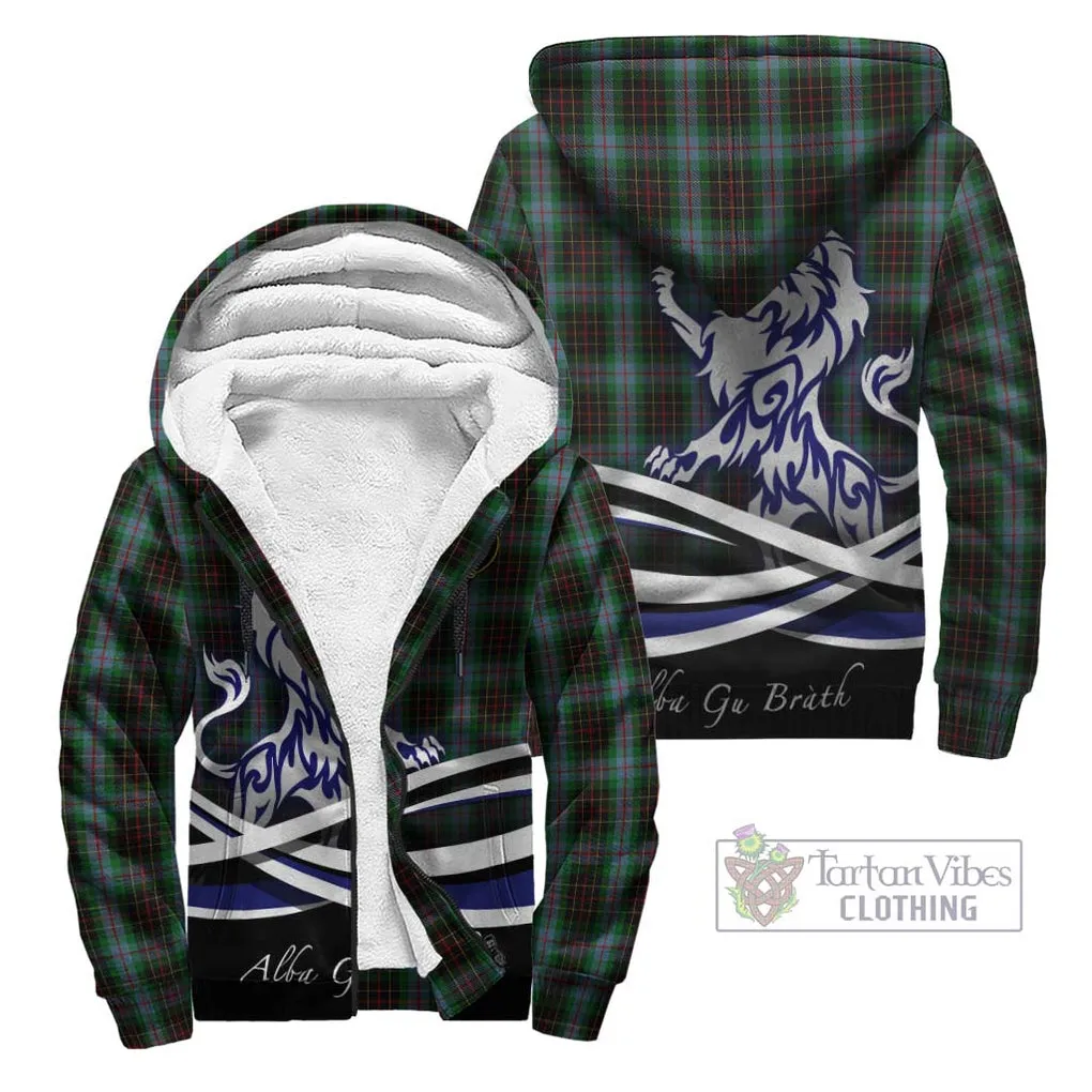 Brodie Hunting Tartan Sherpa Hoodie with Alba Gu Brath Regal Lion Emblem