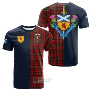 Brodie Tartan Cotton T-shirt Alba with Scottish Lion Royal Arm Half Style