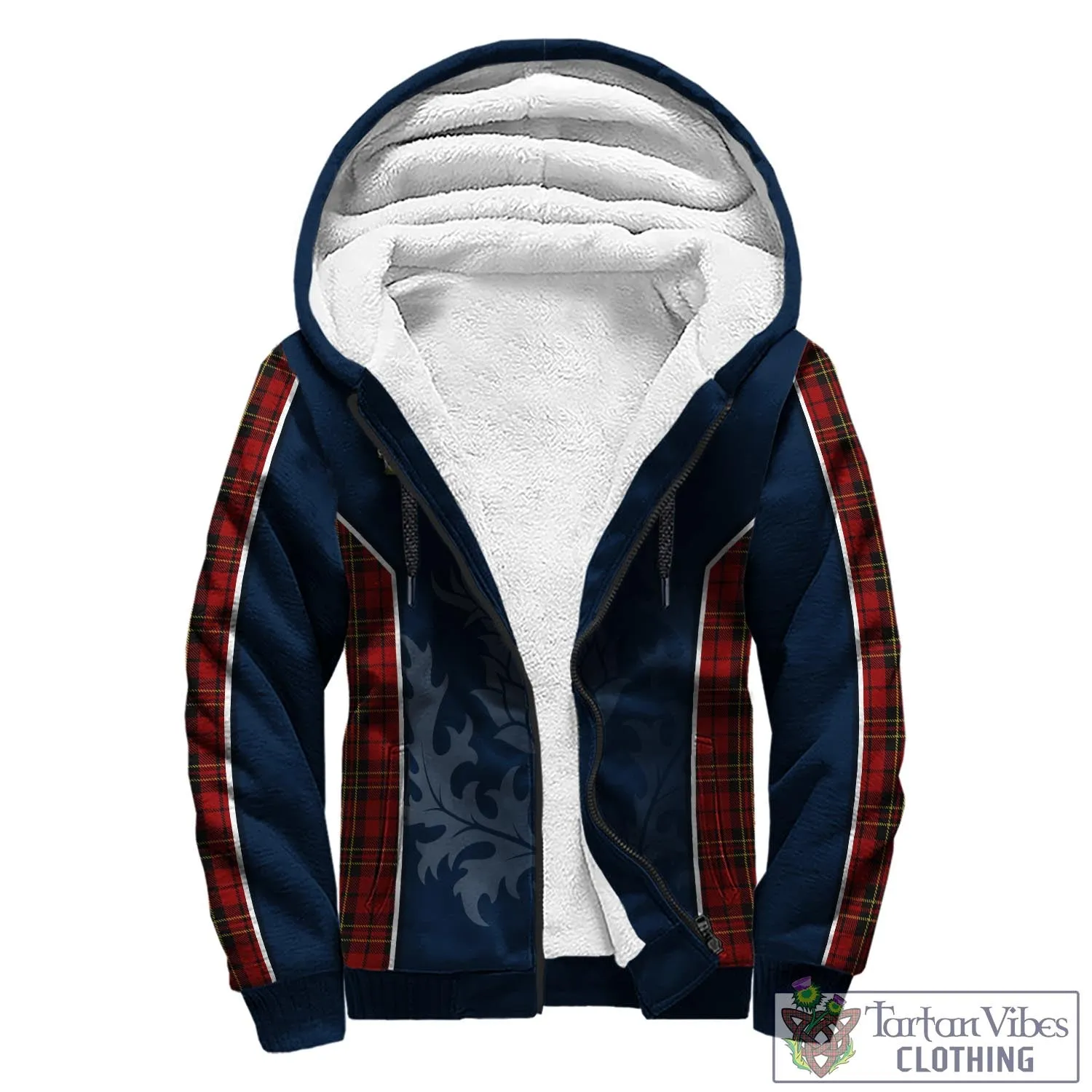 Brodie Tartan Sherpa Hoodie with Family Crest and Scottish Thistle Vibes Sport Style