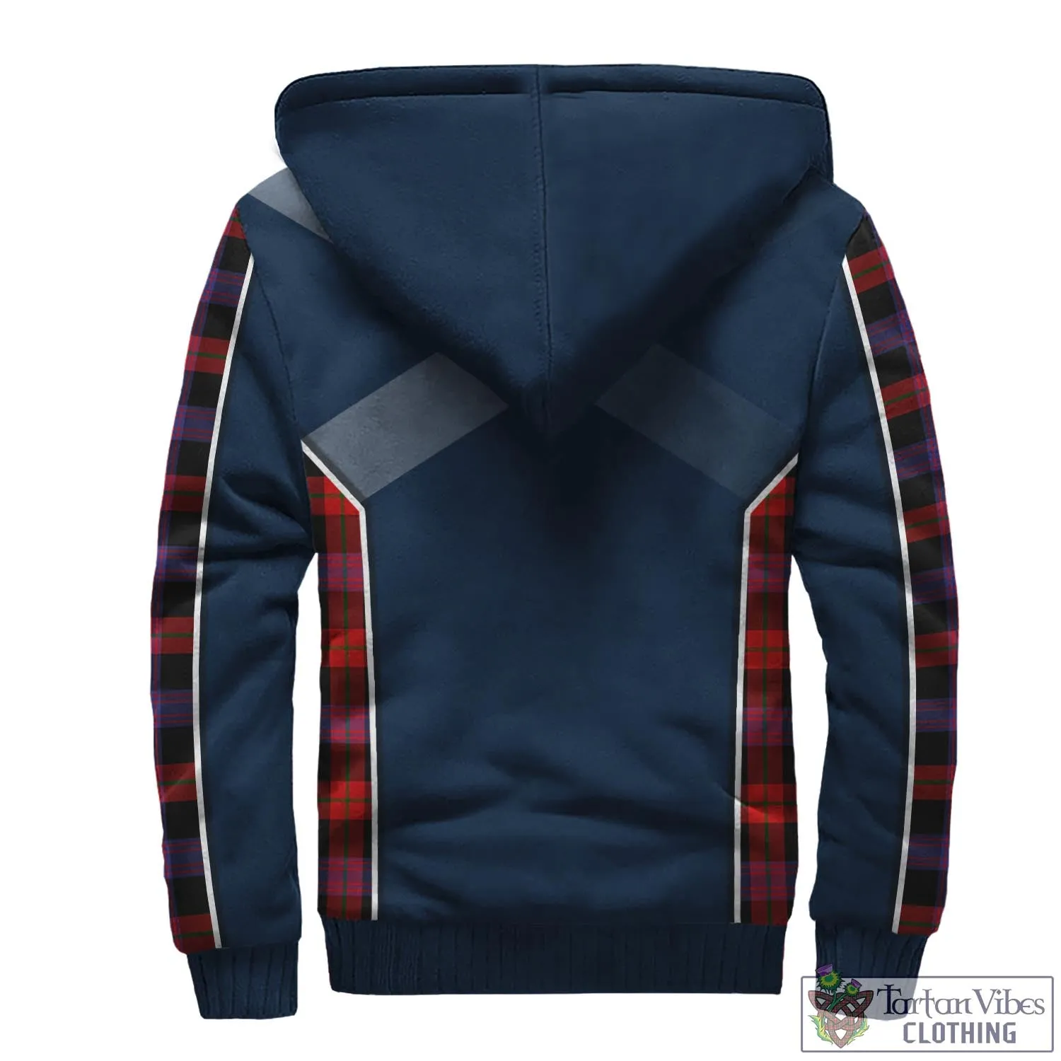 Broun Modern Tartan Sherpa Hoodie with Family Crest and Lion Rampant Vibes Sport Style