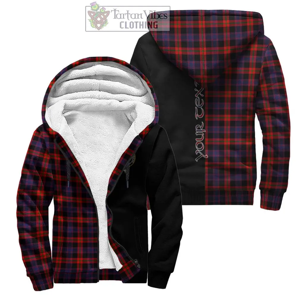 Brown (Broun) Tartan Sherpa Hoodie with Family Crest and Half Of Me Style