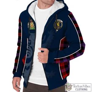 Brown (Broun) Tartan Sherpa Hoodie with Family Crest and Lion Rampant Vibes Sport Style