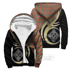 Bruce Ancient Tartan Sherpa Hoodie with Family Crest and Celtic Symbol Style