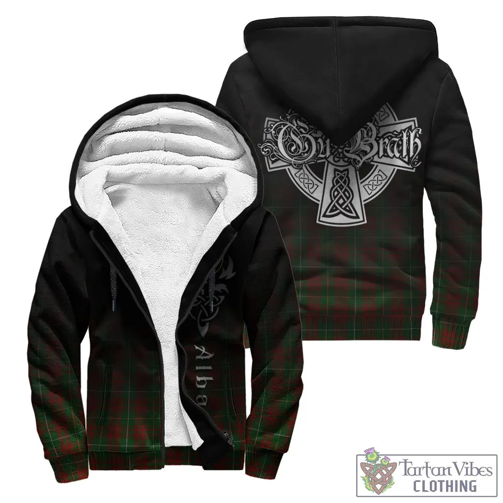 Bruce Hunting Tartan Sherpa Hoodie Featuring Alba Gu Brath Family Crest Celtic Inspired