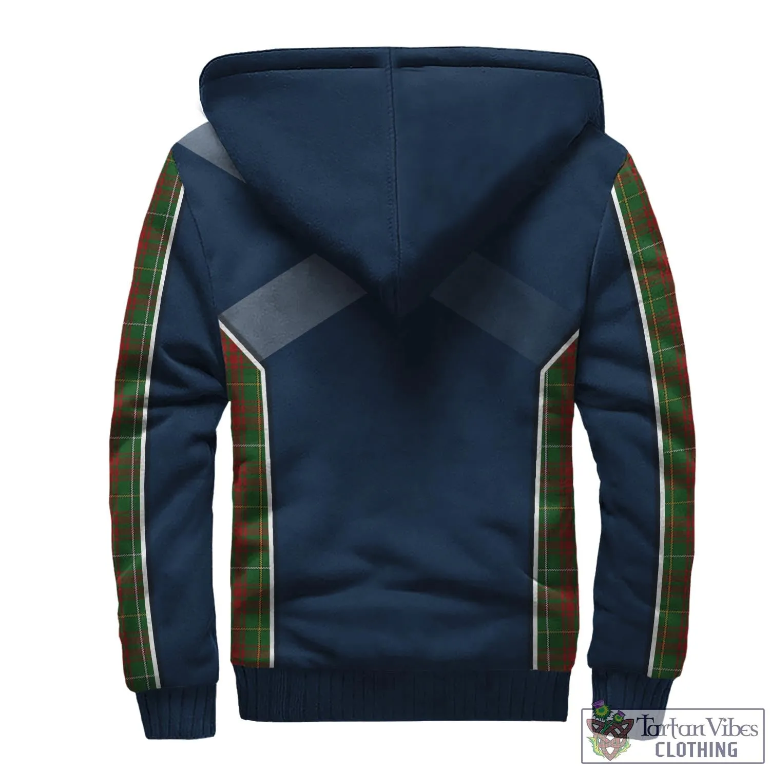 Bruce Hunting Tartan Sherpa Hoodie with Family Crest and Scottish Thistle Vibes Sport Style