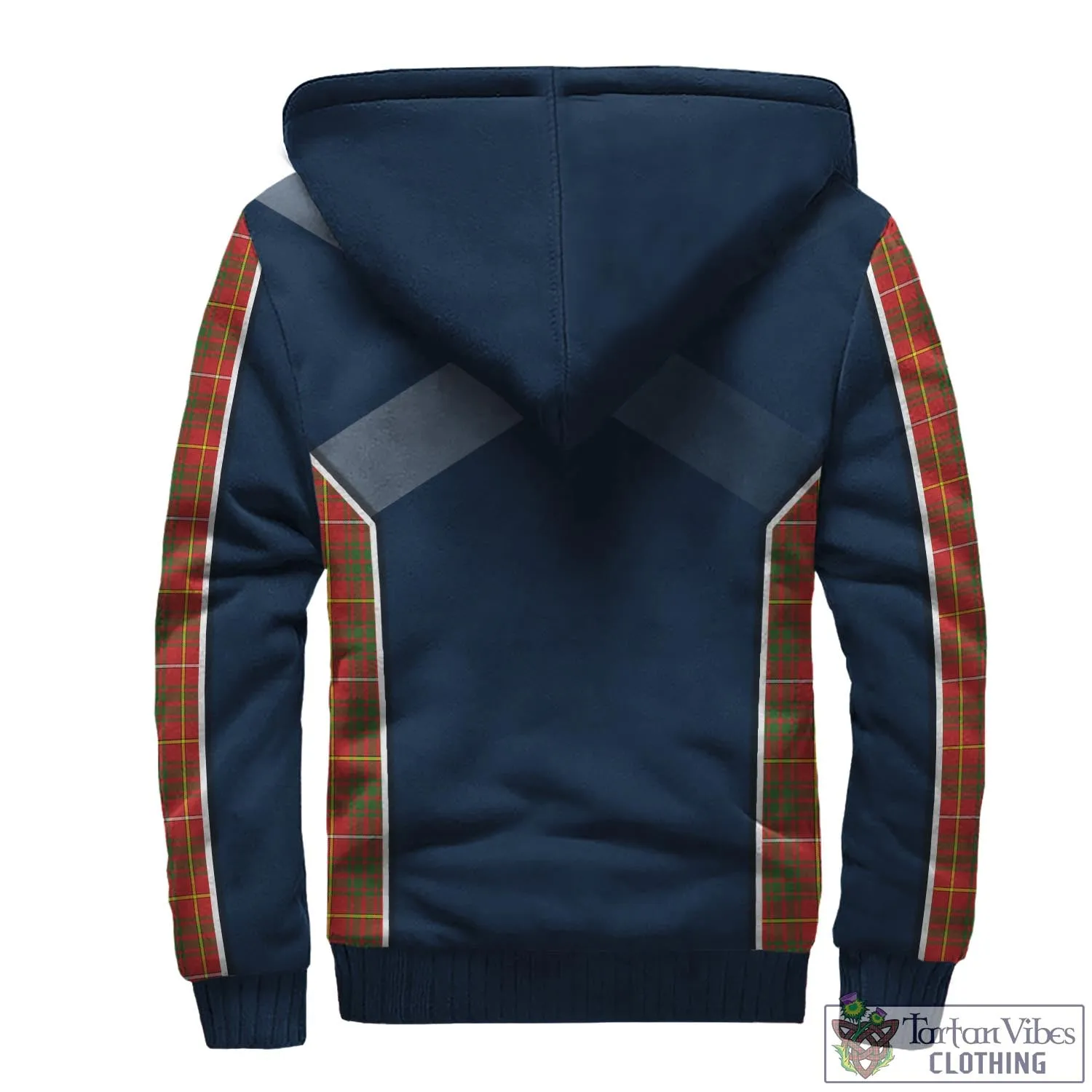 Bruce Modern Tartan Sherpa Hoodie with Family Crest and Lion Rampant Vibes Sport Style