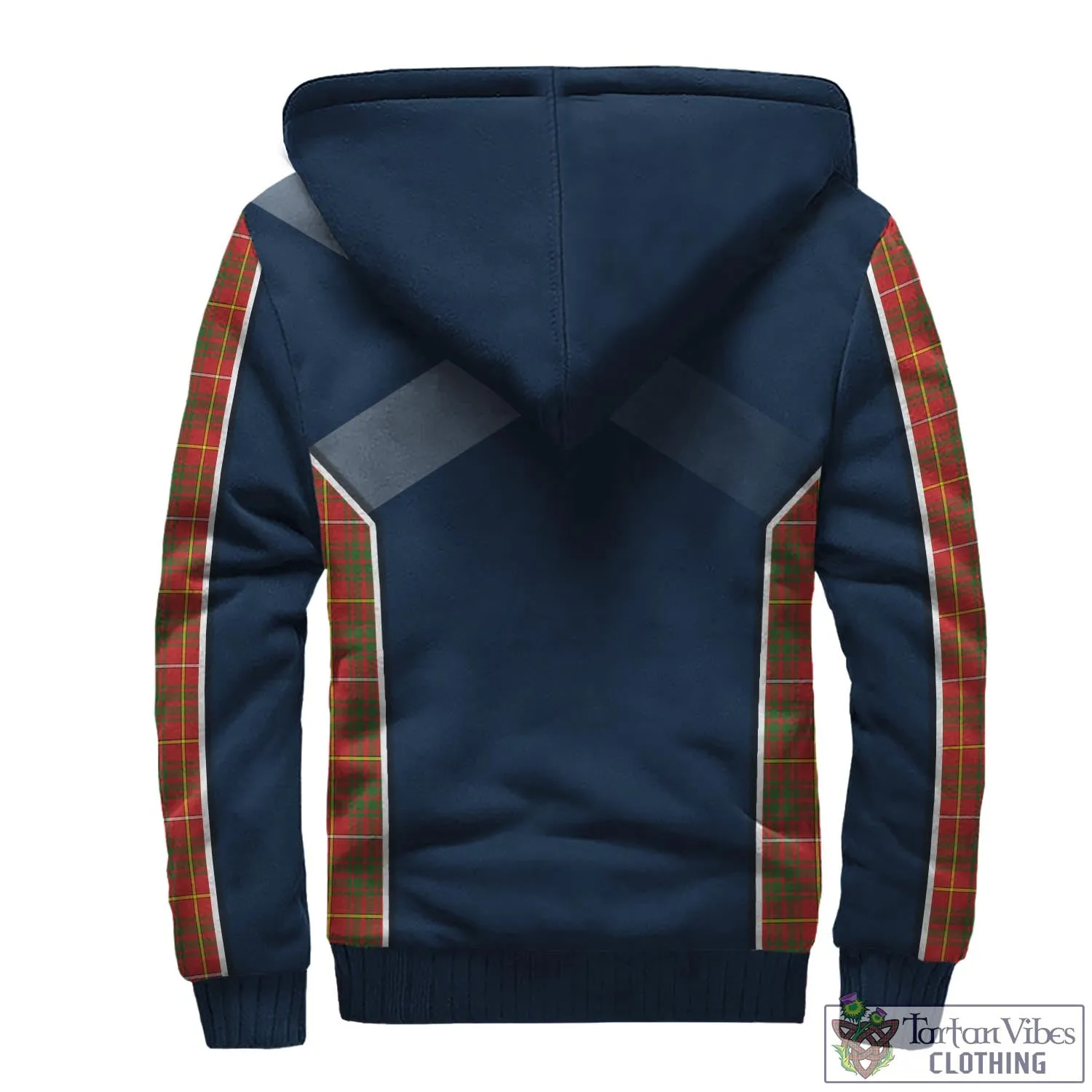 Bruce Modern Tartan Sherpa Hoodie with Family Crest and Scottish Thistle Vibes Sport Style