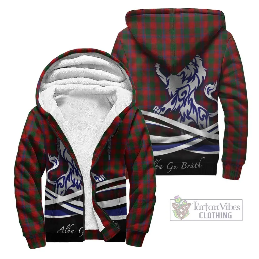 Bruce Old Tartan Sherpa Hoodie with Alba Gu Brath Regal Lion Emblem