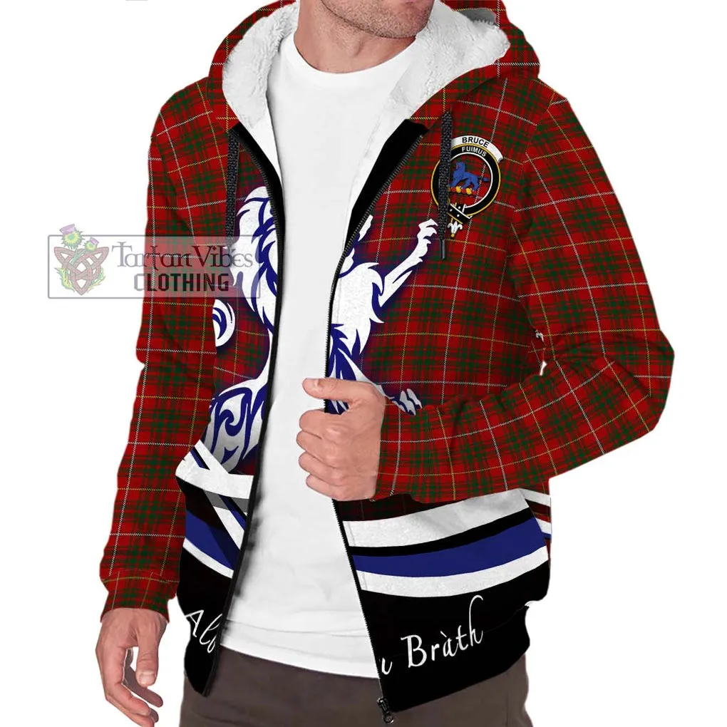 Bruce Tartan Sherpa Hoodie with Alba Gu Brath Regal Lion Emblem