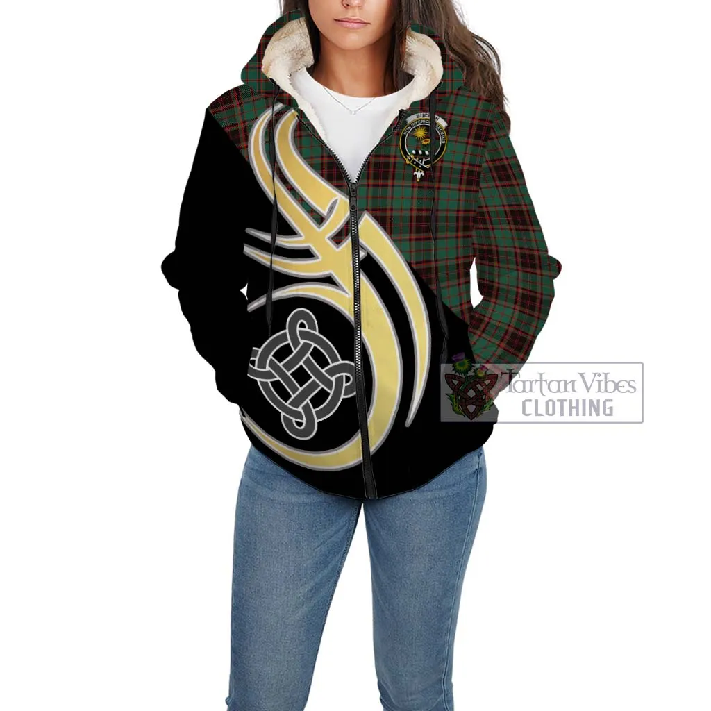 Buchan Ancient Tartan Sherpa Hoodie with Family Crest and Celtic Symbol Style