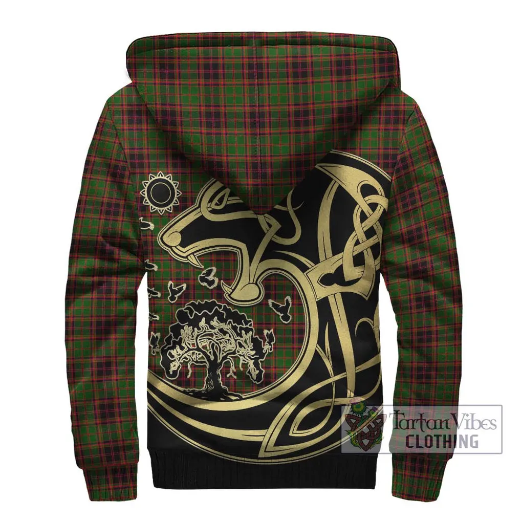 Buchan Tartan Sherpa Hoodie with Family Crest Celtic Wolf Style