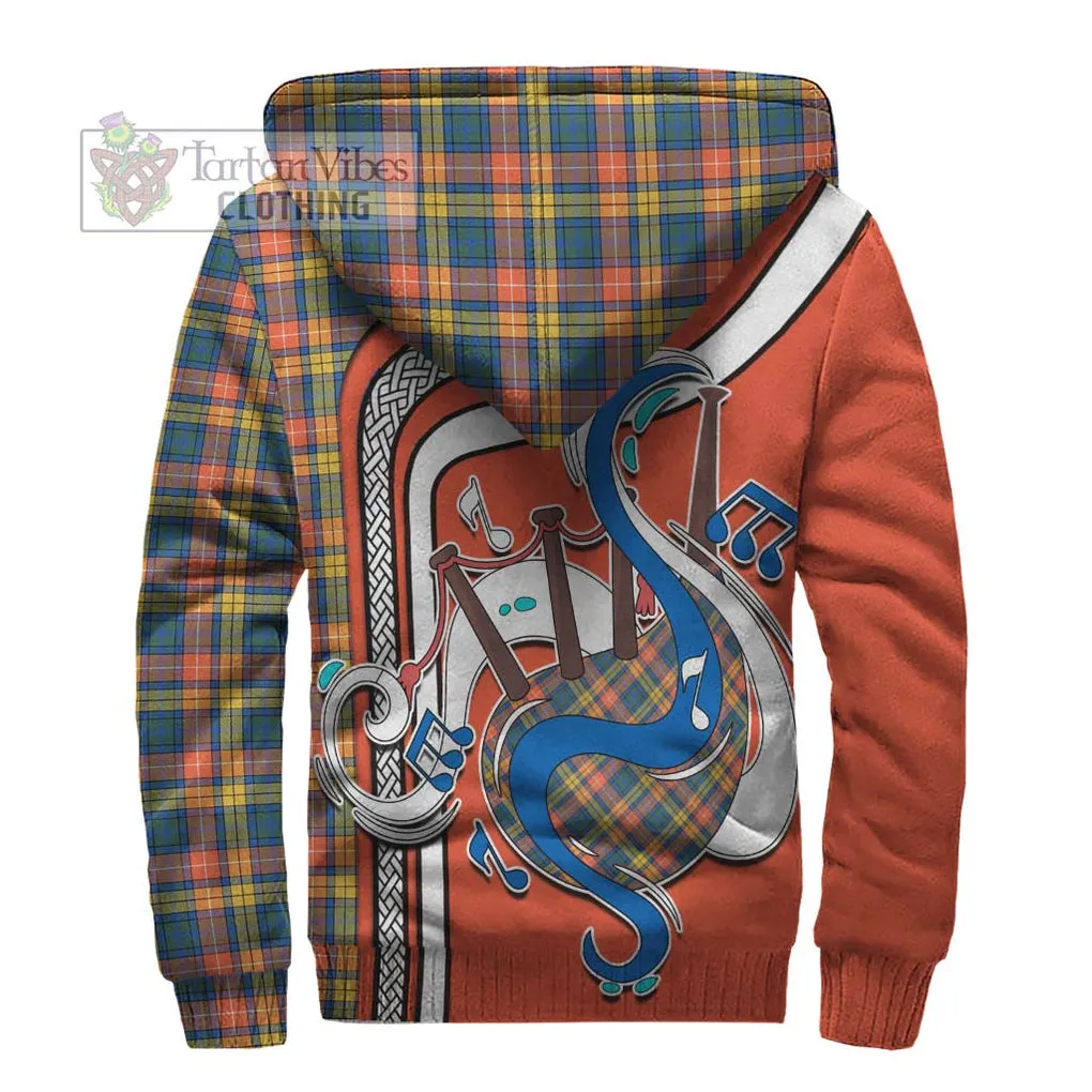 Buchanan Ancient Tartan Sherpa Hoodie with Epic Bagpipe Style