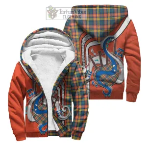 Buchanan Ancient Tartan Sherpa Hoodie with Epic Bagpipe Style