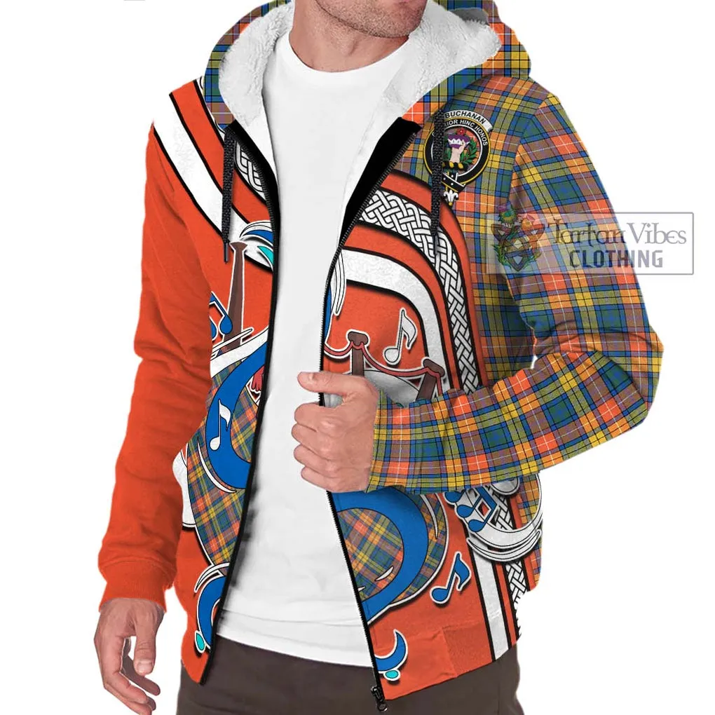 Buchanan Ancient Tartan Sherpa Hoodie with Epic Bagpipe Style