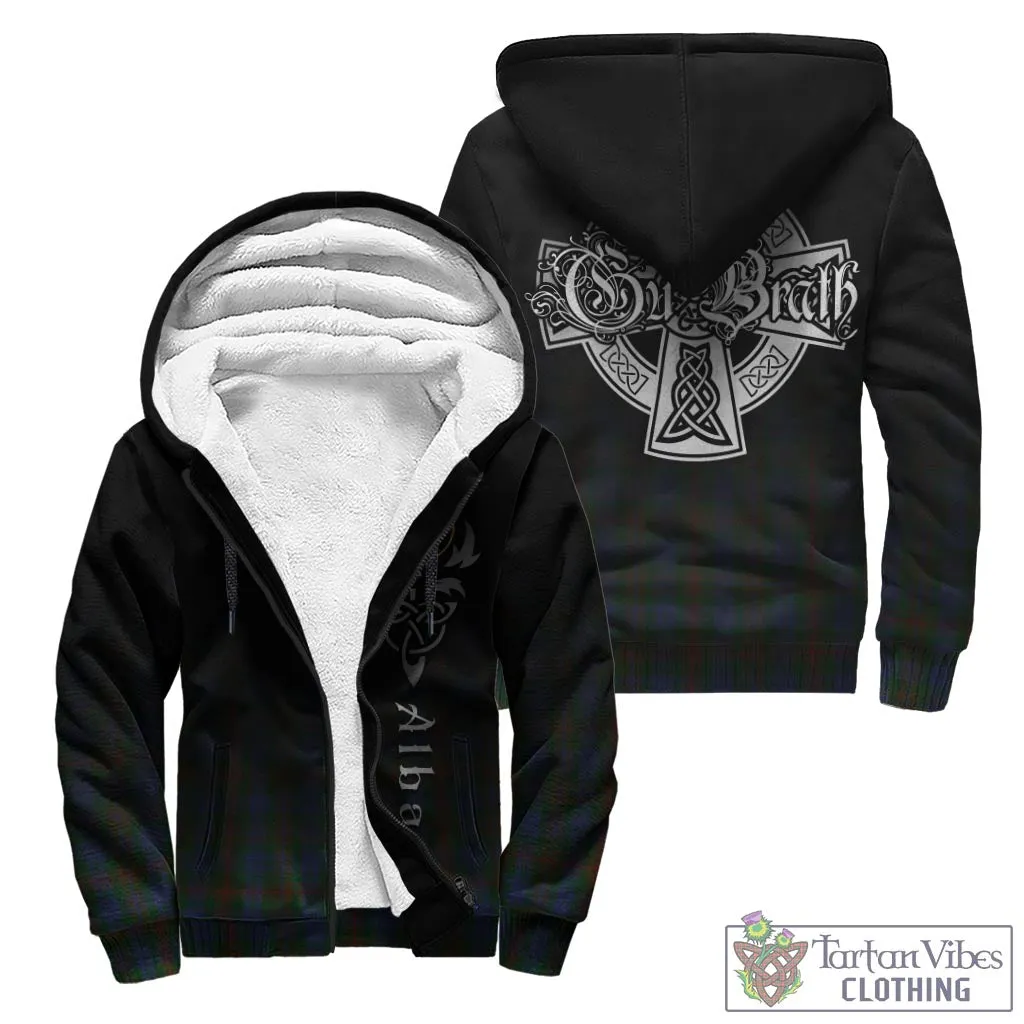 Buchanan Hunting Tartan Sherpa Hoodie Featuring Alba Gu Brath Family Crest Celtic Inspired