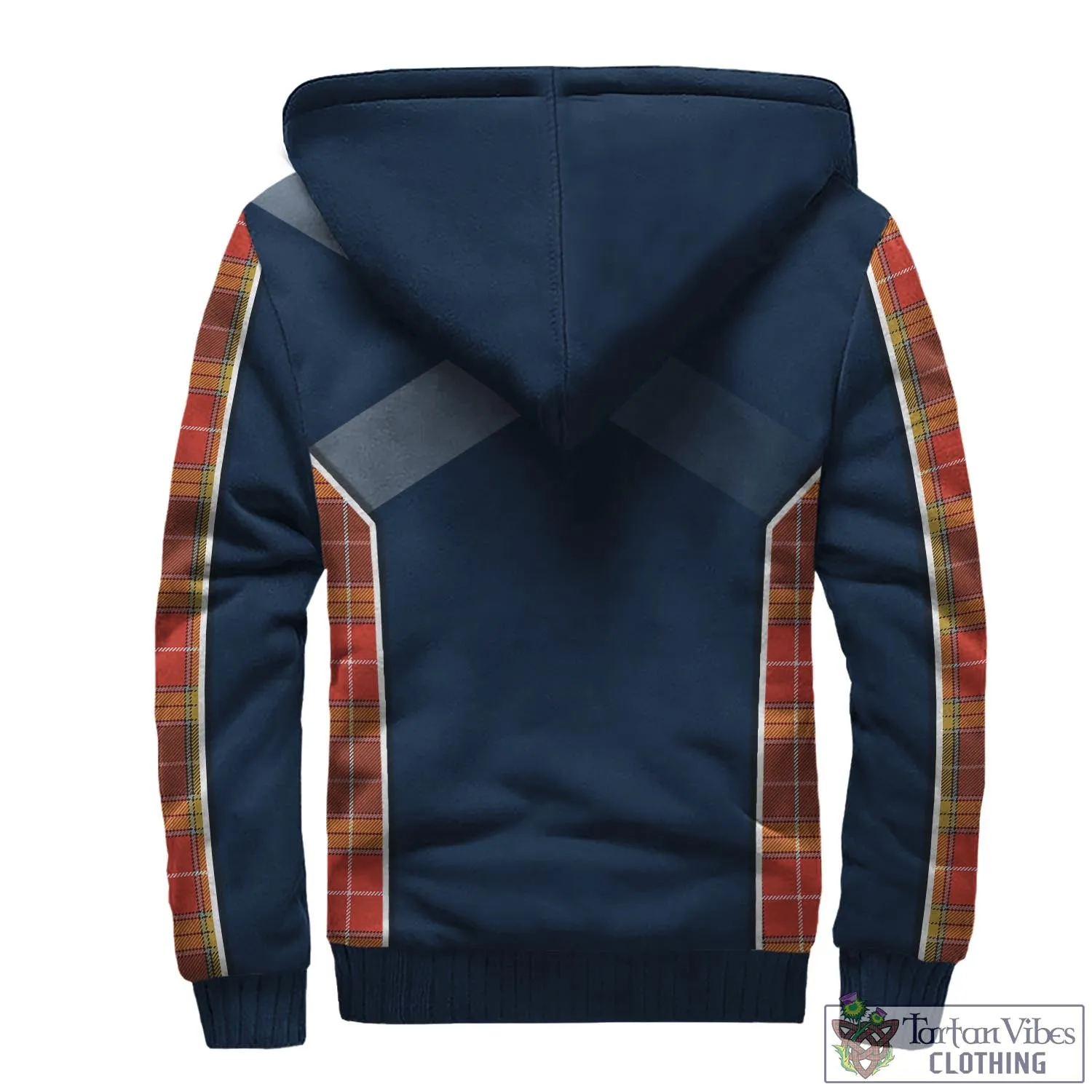 Buchanan Old Set Weathered Tartan Sherpa Hoodie with Family Crest and Scottish Thistle Vibes Sport Style